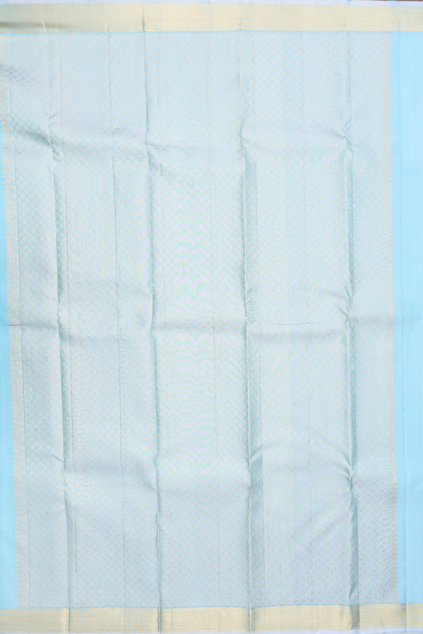 Kanchipuram Silk Saree In Pastel Blue With Stripes Design