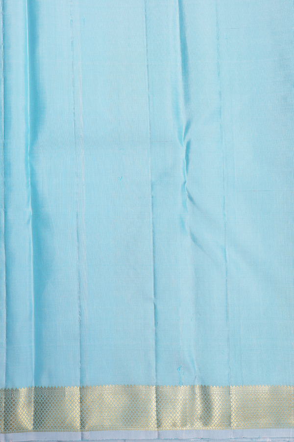 Kanchipuram Silk Saree In Pastel Blue With Stripes Design