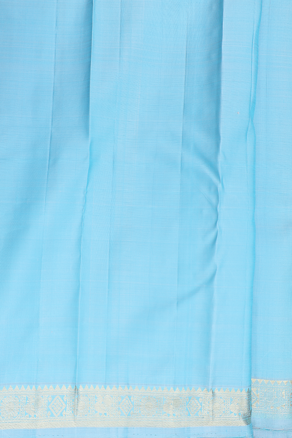 Kanchipuram Silk Saree In Pastel Blue With Stripes Design