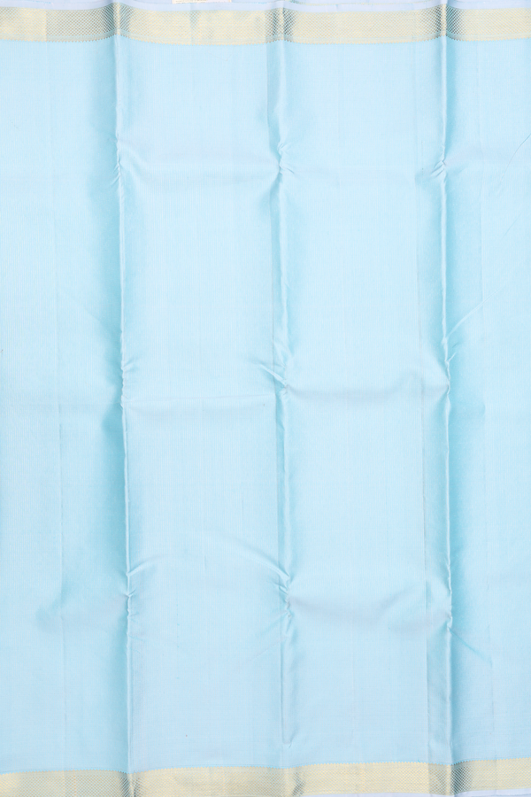 Kanchipuram Silk Saree In Pastel Blue With Stripes Design