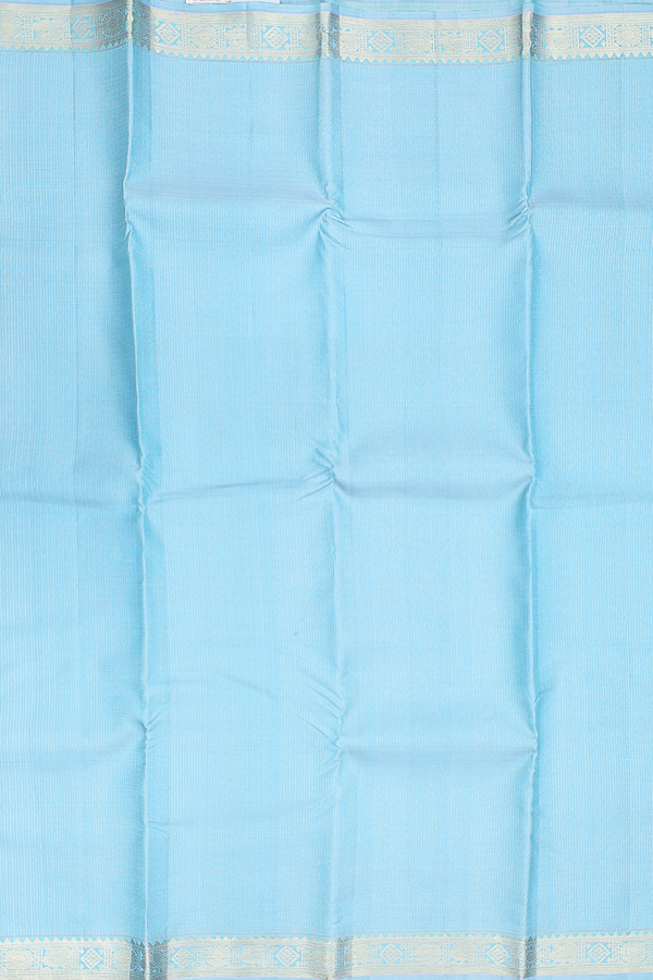 Kanchipuram Silk Saree In Pastel Blue With Stripes Design