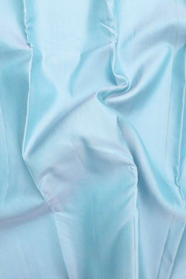 Kanchipuram Silk Saree In Pastel Blue With Stripes Design
