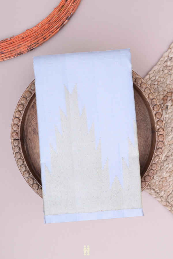 Kanchipuram Silk Saree In Pastel Blue With Temple Border