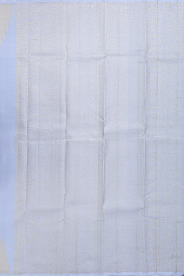 Kanchipuram Silk Saree In Pastel Blue With Temple Border