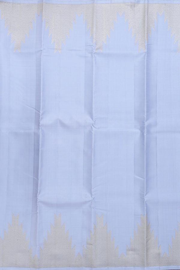 Kanchipuram Silk Saree In Pastel Blue With Temple Border