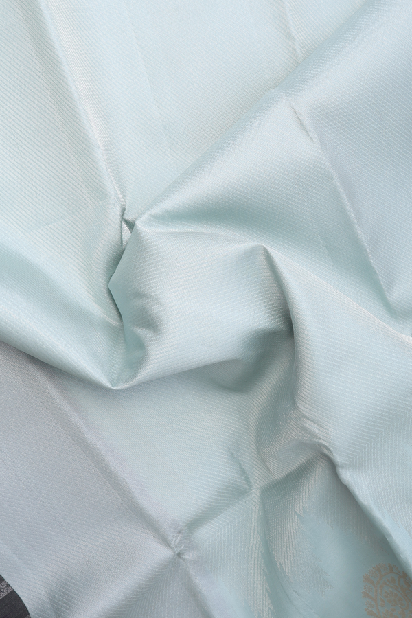 Kanchipuram Silk Saree In Pastel Blue With Twill Weave Design