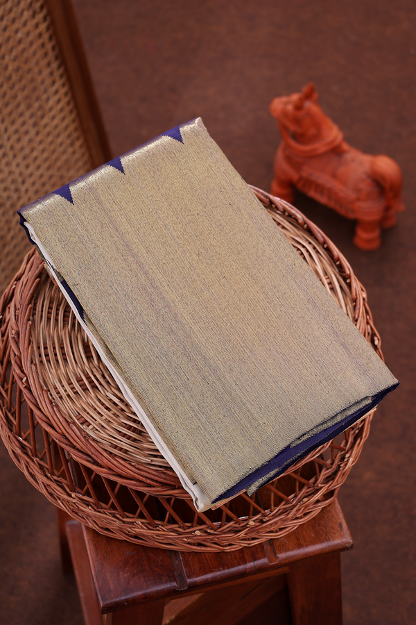 Kanchipuram Silk Saree In Pastel Brown With Big Zari Border