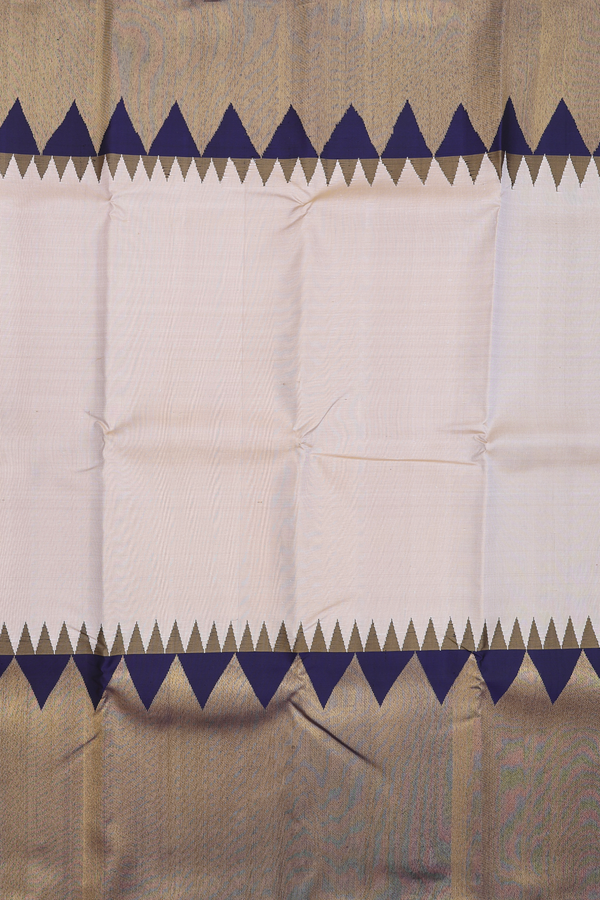 Kanchipuram Silk Saree In Pastel Brown With Big Zari Border