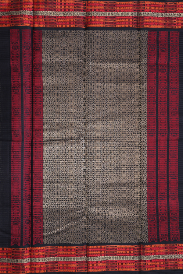 Kanchipuram Silk Saree In Beige With Checks Design