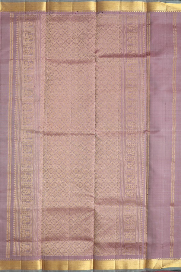 Kanchipuram Silk Saree In Pastel Brown With Checks Design