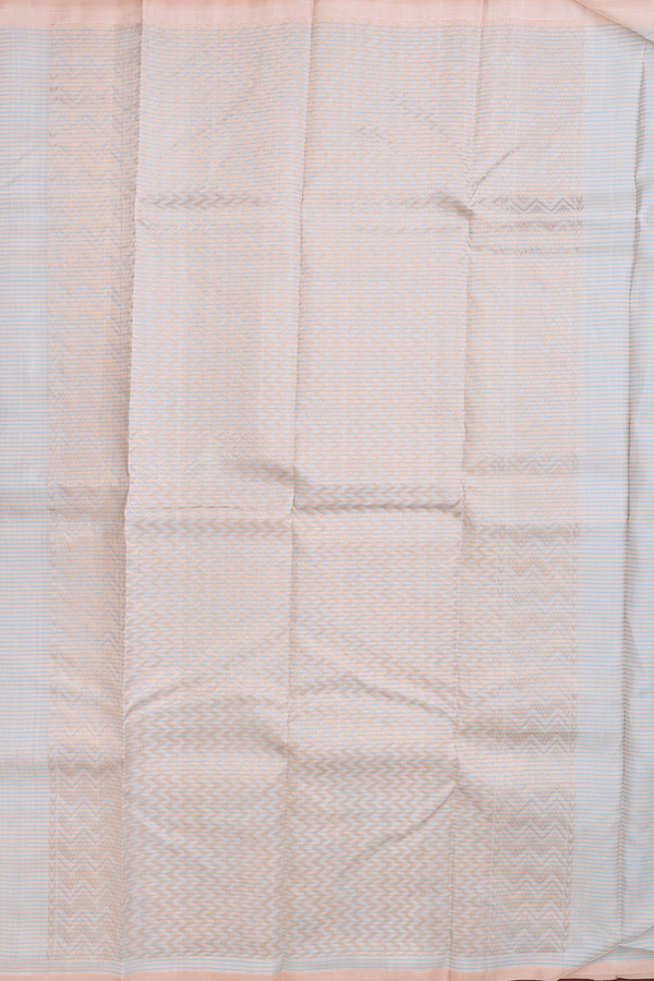 Kanchipuram Silk Saree In Beige With Checks Design