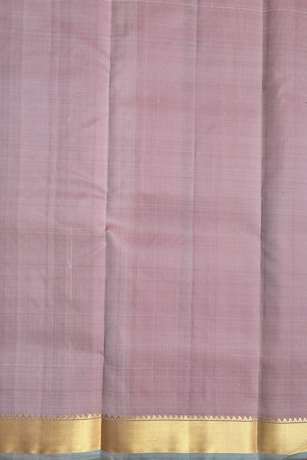 Kanchipuram Silk Saree In Pastel Brown With Checks Design