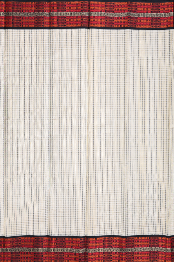 Kanchipuram Silk Saree In Beige With Checks Design