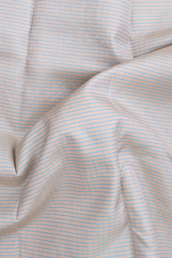 Kanchipuram Silk Saree In Beige With Checks Design