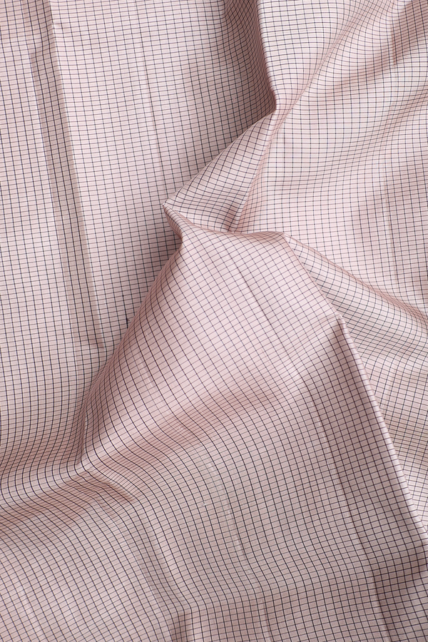 Kanchipuram Silk Saree In Pastel Brown With Checks Design