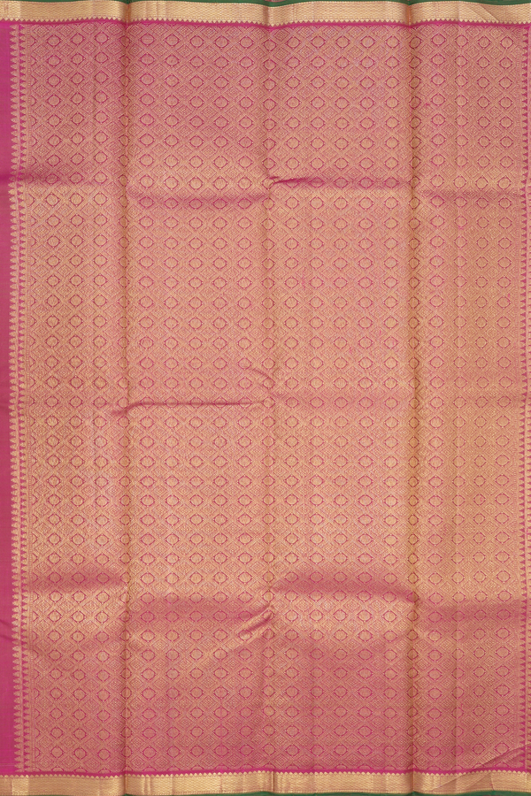 Kanchipuram Silk Saree In Pastel Brown With Stripes Design