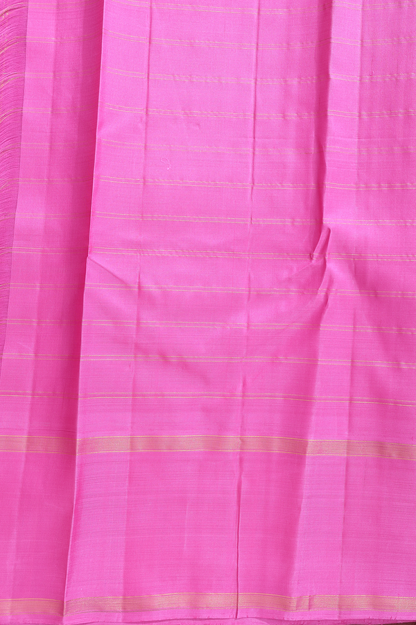 Kanchipuram Silk Saree In Pastel Brown With Stripes Design