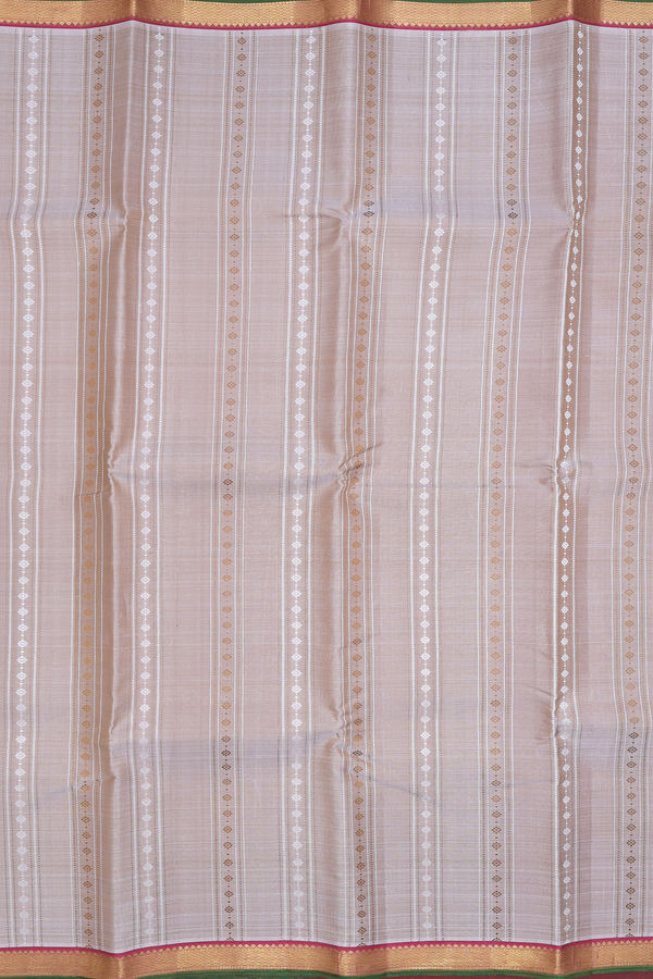 Kanchipuram Silk Saree In Pastel Brown With Stripes Design