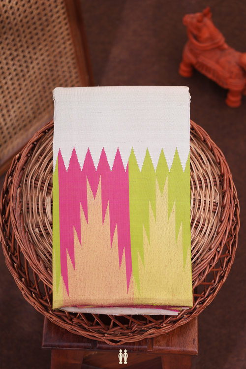 Kanchipuram Silk Saree In Pastel Brown With Temple Border