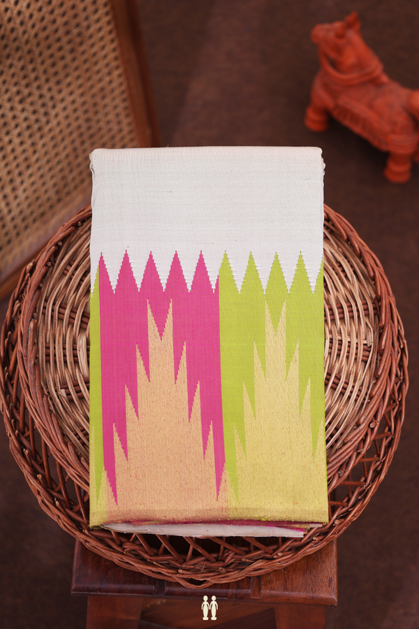 Kanchipuram Silk Saree In Pastel Brown With Temple Border