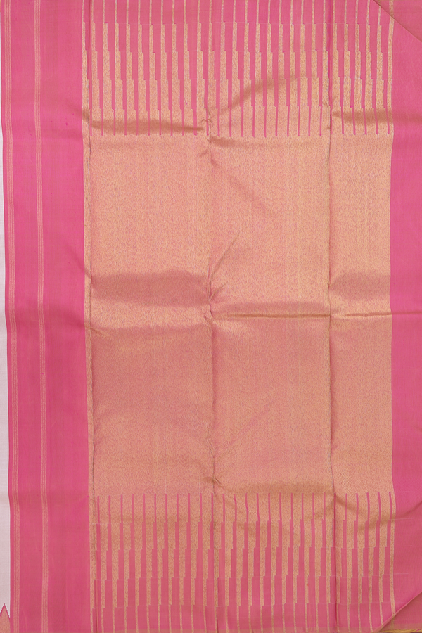 Kanchipuram Silk Saree In Pastel Brown With Temple Border