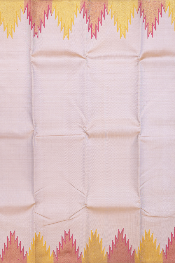 Kanchipuram Silk Saree In Pastel Brown With Temple Border