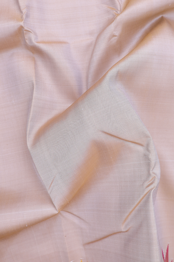 Kanchipuram Silk Saree In Pastel Brown With Temple Border