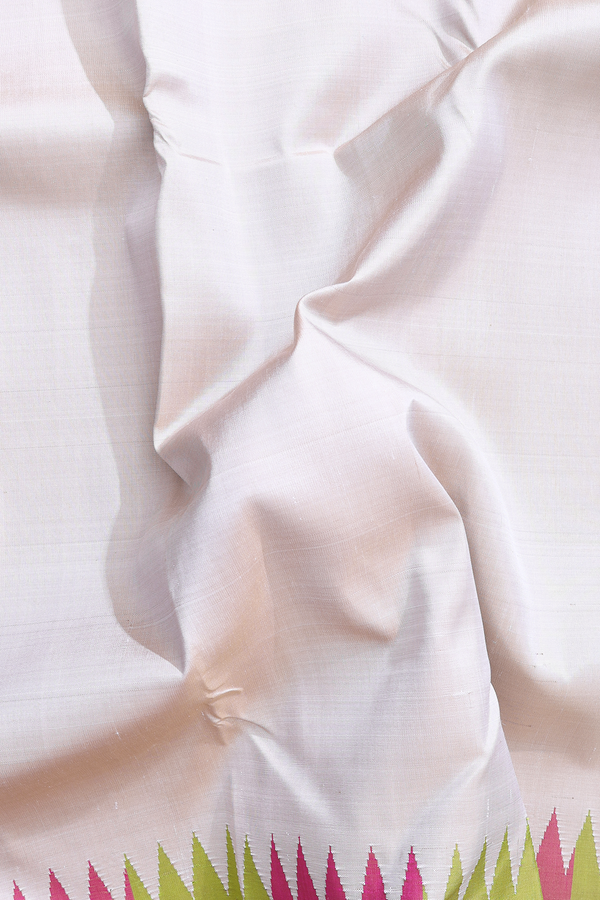 Kanchipuram Silk Saree In Pastel Brown With Temple Border