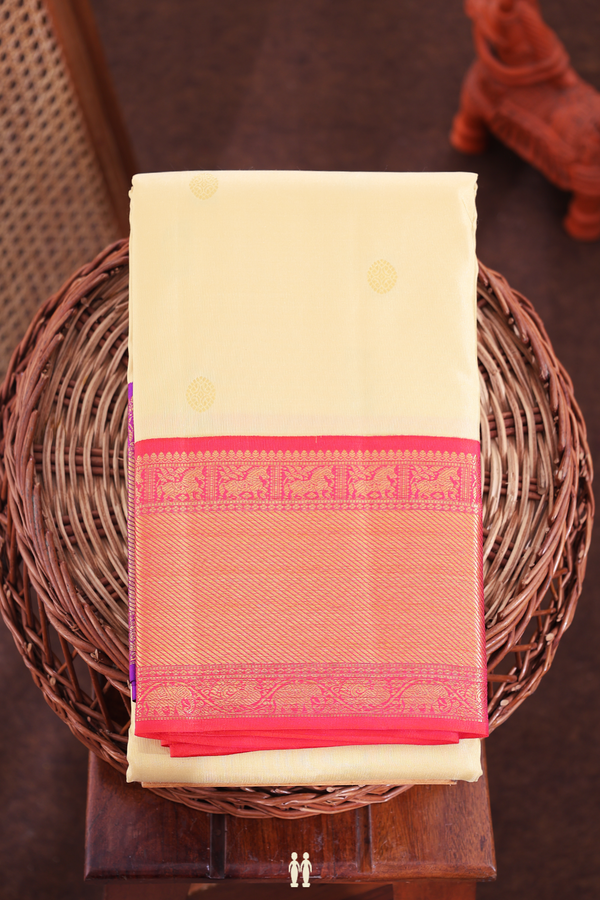 Kanchipuram Silk Saree In Pastel Brown With Zari Buttas