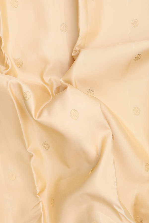 Kanchipuram Silk Saree In Pastel Brown With Zari Buttas