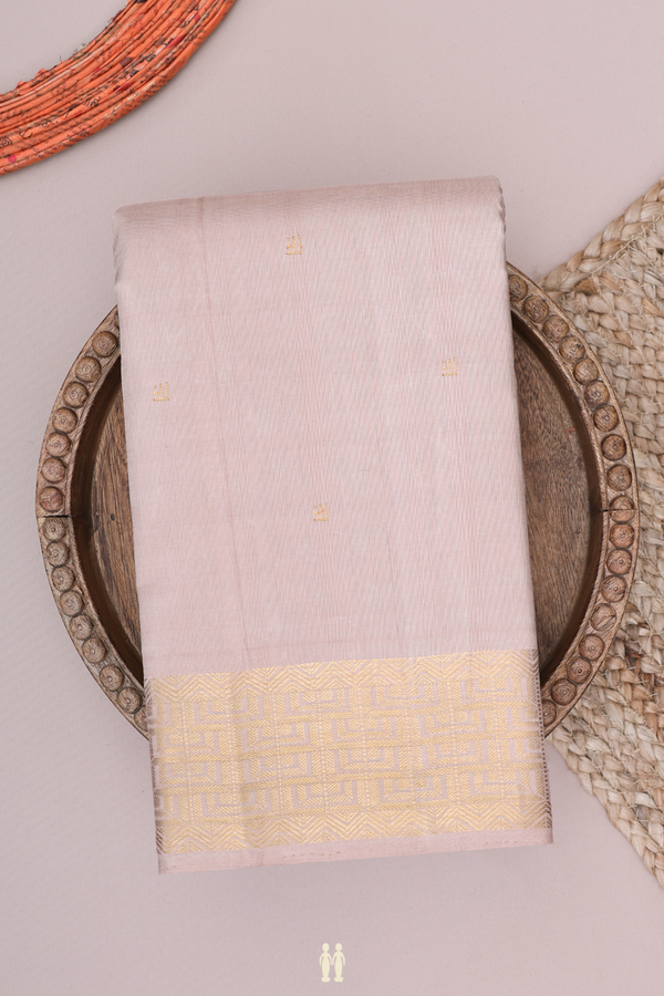 Kanchipuram Silk Saree In Pastel Brown With Zari Buttis