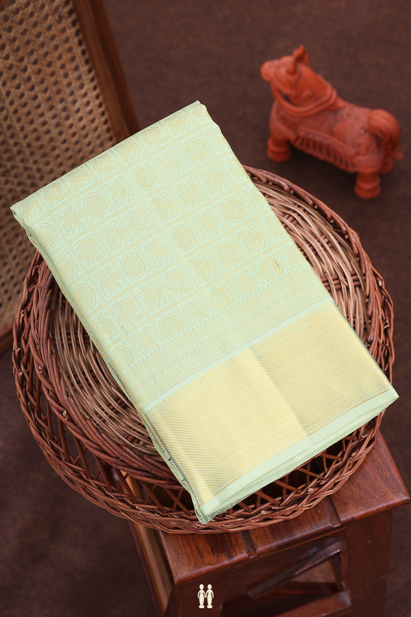 Kanchipuram Silk Saree In Pastel Green With Brocade Design