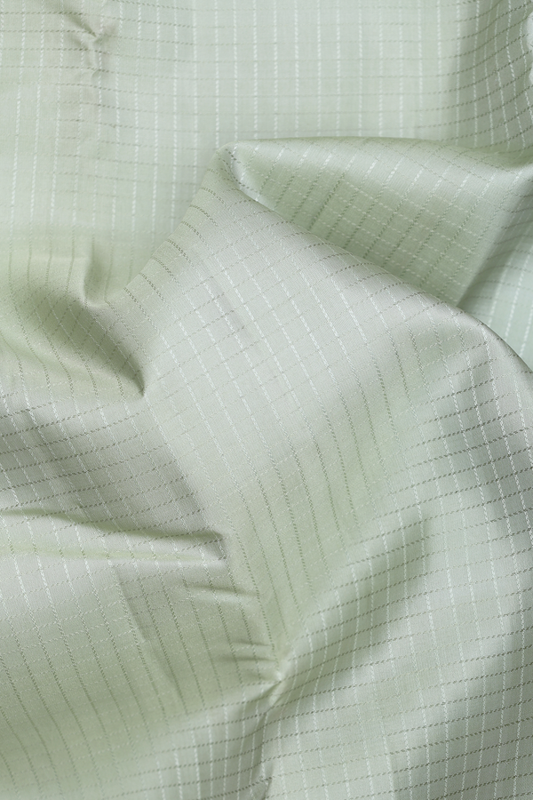 Kanchipuram Silk Saree In Pastel Green With Checks Design