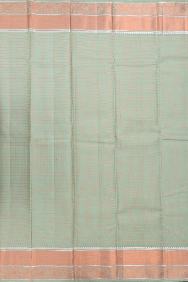 Kanchipuram Silk Saree In Pastel Green With Checks Design