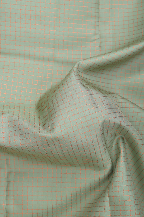 Kanchipuram Silk Saree In Pastel Green With Checks Design