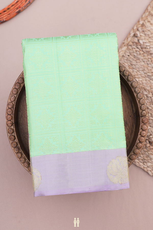 Kanchipuram Silk Saree In Pastel Green With Jacquard Design