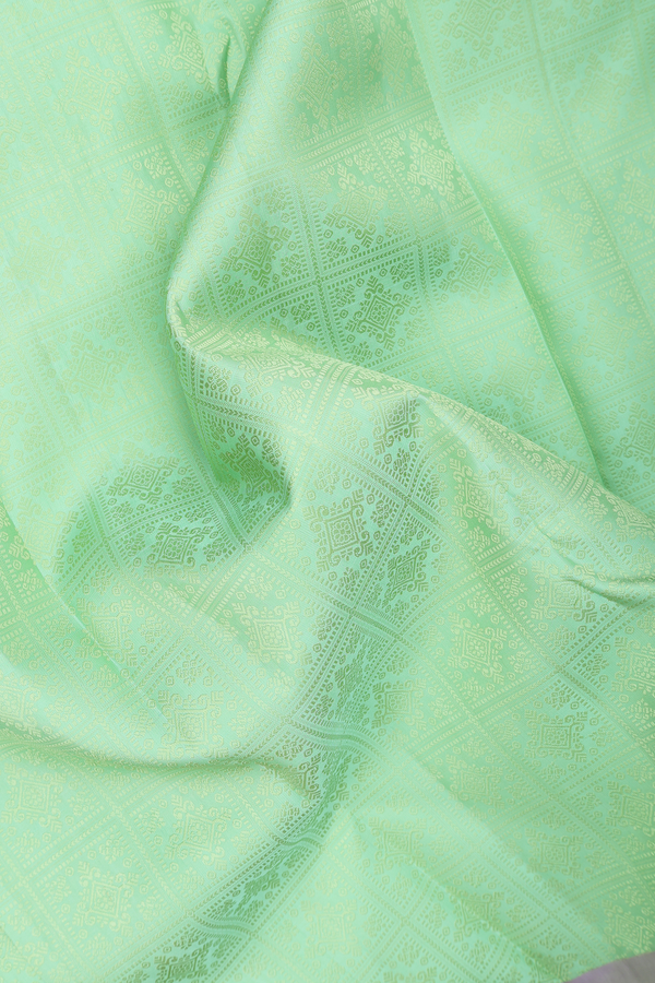 Kanchipuram Silk Saree In Pastel Green With Jacquard Design