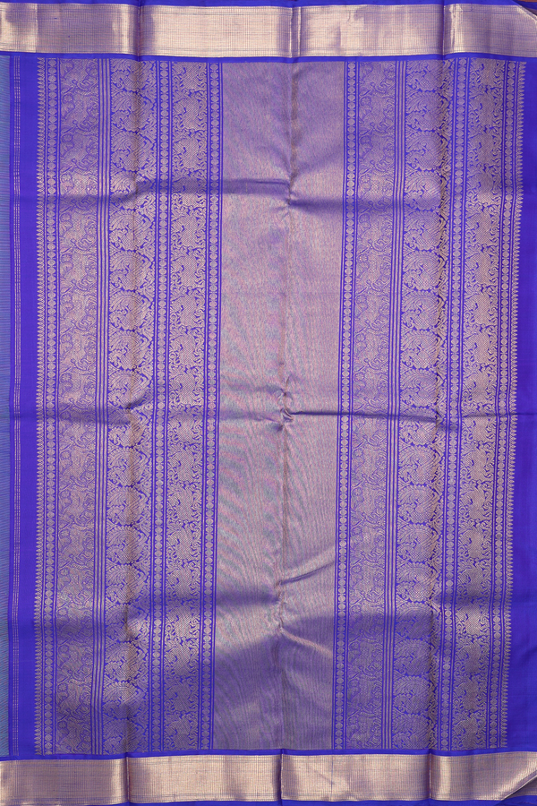 Kanchipuram Silk Saree In Pastel Green With Peacock Buttas