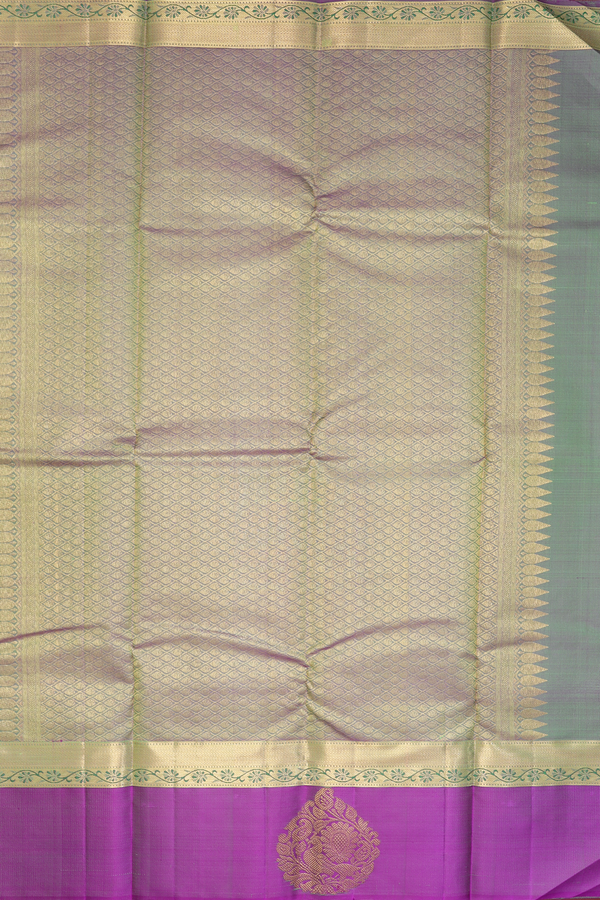 Kanchipuram Silk Saree In Pastel Green With Stripes Design