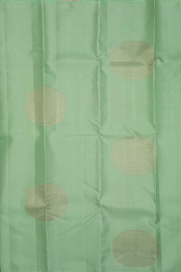 Kanchipuram Silk Saree In Pastel Green With Stripes Design