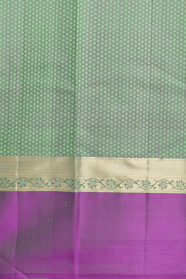 Kanchipuram Silk Saree In Pastel Green With Stripes Design