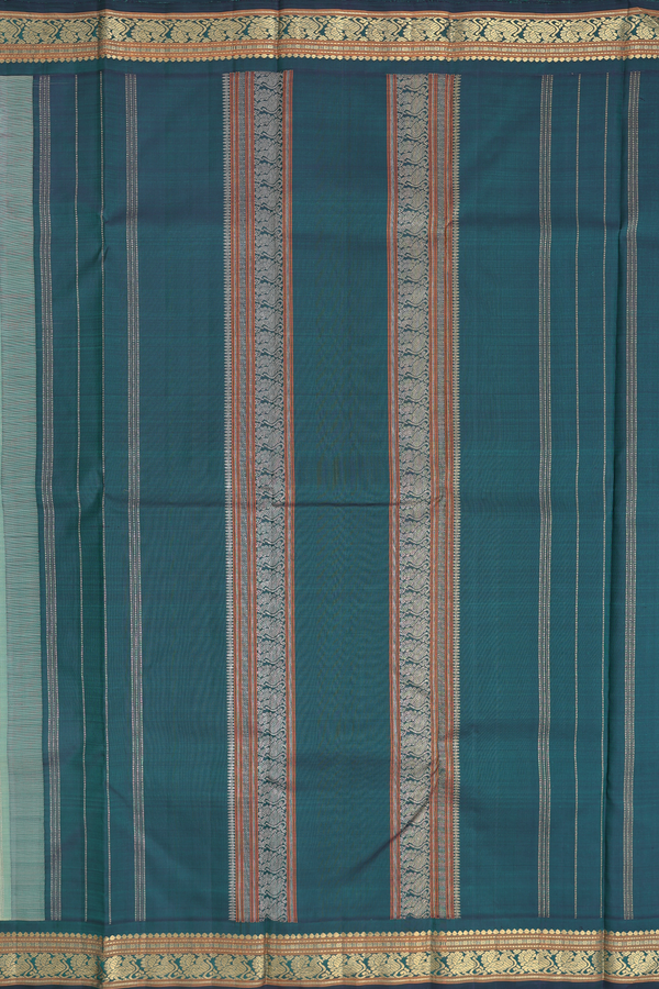 Kanchipuram Silk Saree In Pastel Green With Threadwork Buttis