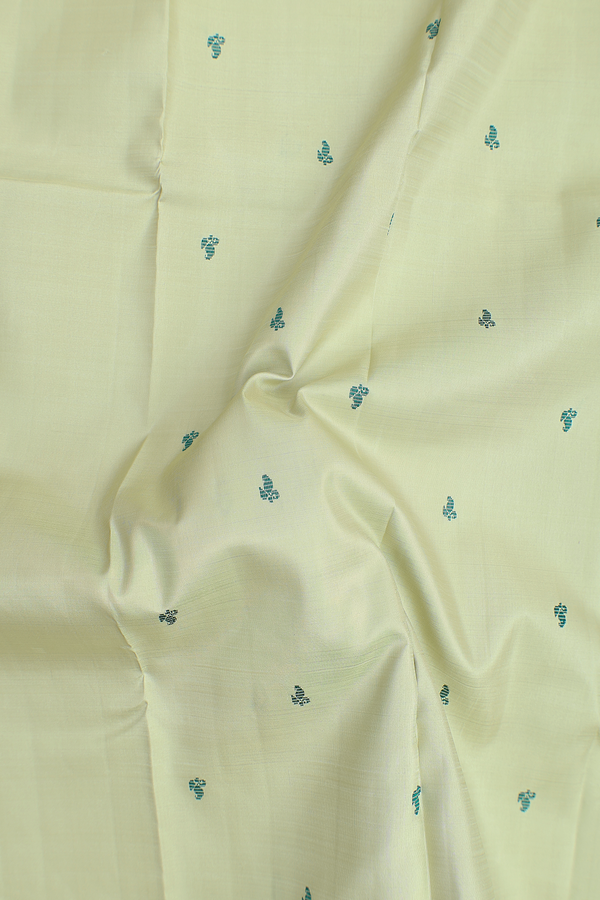 Kanchipuram Silk Saree In Pastel Green With Threadwork Buttis