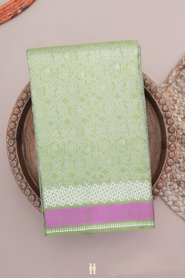 Kanchipuram Silk Saree In Pastel Green With Threadwork Design