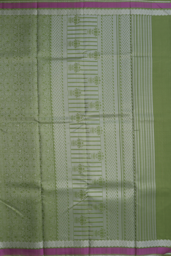 Kanchipuram Silk Saree In Pastel Green With Threadwork Design