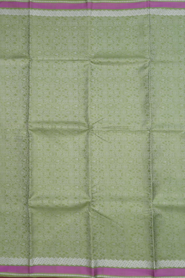 Kanchipuram Silk Saree In Pastel Green With Threadwork Design