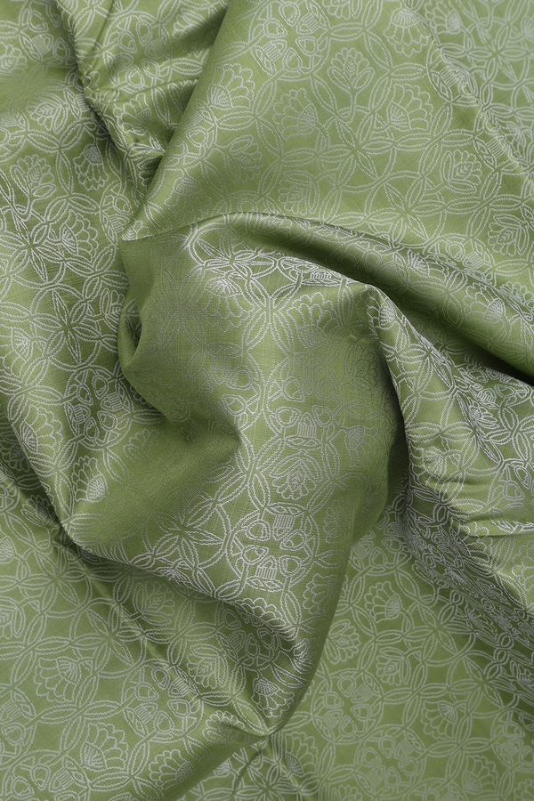 Kanchipuram Silk Saree In Pastel Green With Threadwork Design