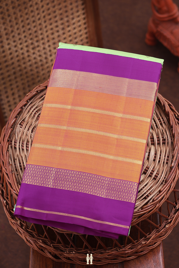Kanchipuram Silk Saree In Pastel Green With Zari Buttas