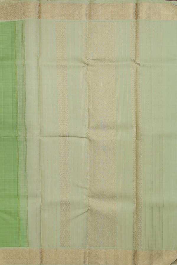 Kanchipuram Silk Saree In Pastel Green With Zari Buttas