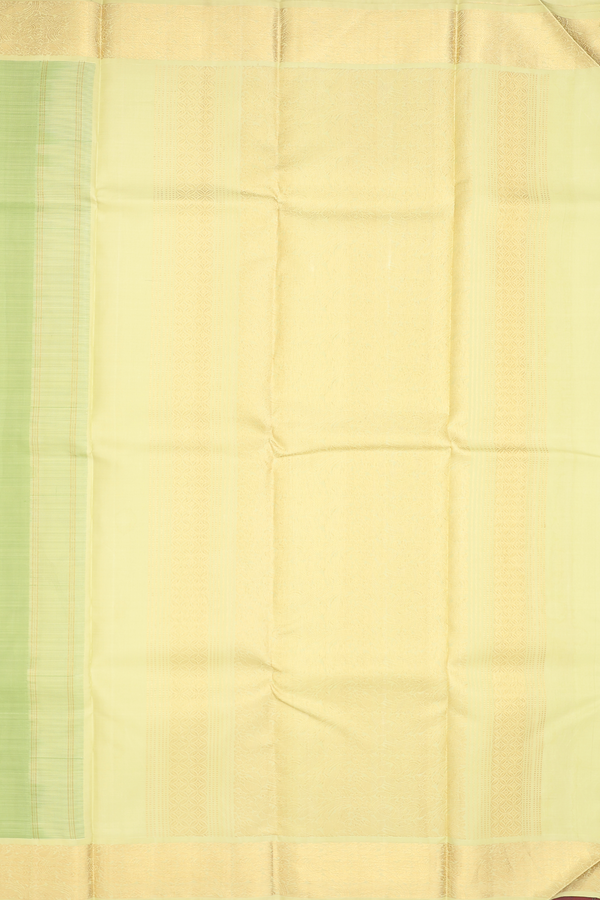 Kanchipuram Silk Saree In Pastel Green With Zari Buttas